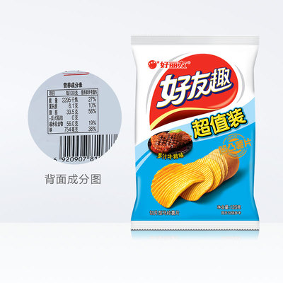 好丽友好友趣多汁牛排味145g休闲膨化零食办公出游薯片